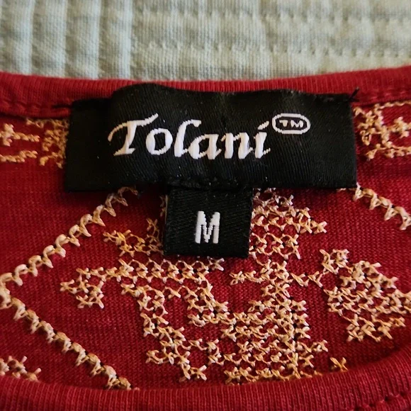Tolani Red Embroidered Top - Picture 3 of 3
